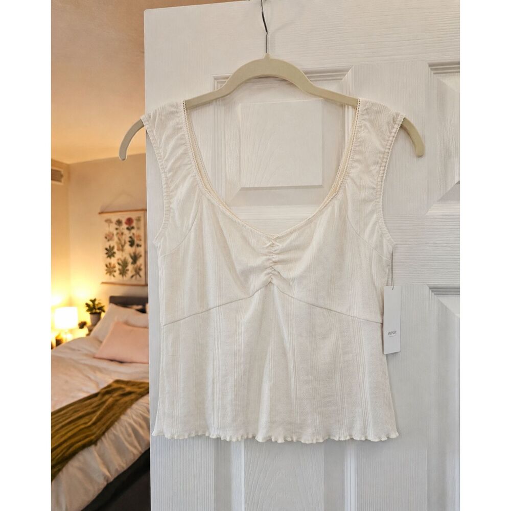 Rhythm Women's Cream Sweetheart Neck Sleeveless Top Size 12 L NWT